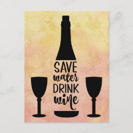 Rett Wasser trinken Wein Schwarze Flasche Zwei Glä Postkarte