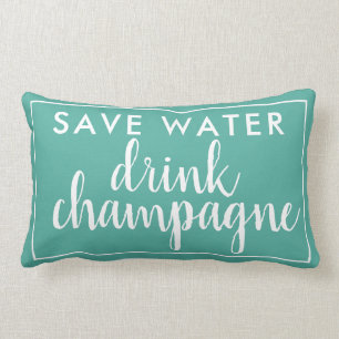 Rett Water Drink Champagne Aqua Green Lendenkissen
