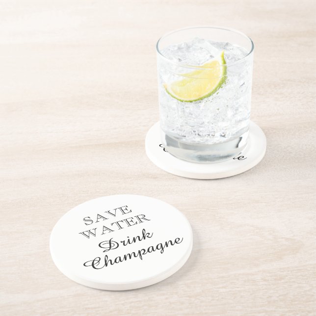 Rett Water Drink Champagne lustig rund Getränkeuntersetzer (Seite)