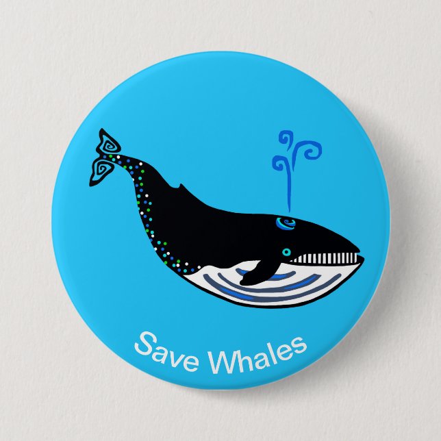 Rett WHALES - Tierliebhaber - Wildtiere - Blauer K Button (Vorderseite)