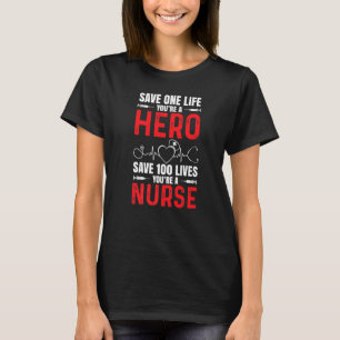 Rette 100 Leben Krankenschwester Frauen Pflege Rn T-Shirt
