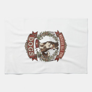 Rette alle Hunde Hund Blumenkranz Band_1 Geschirrtuch