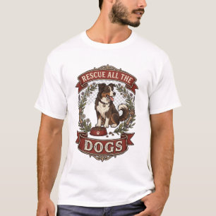 Rette alle Hunde Hund Floralkranz Band_1 T-Shirt