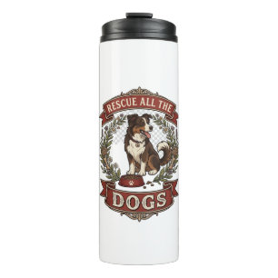 Rette alle Hunde Hund Floralkranz Band_1 Thermosbecher