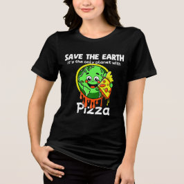 Rette die Erde Lustiges Pizza-T-Shirt Tri-Blend Shirt