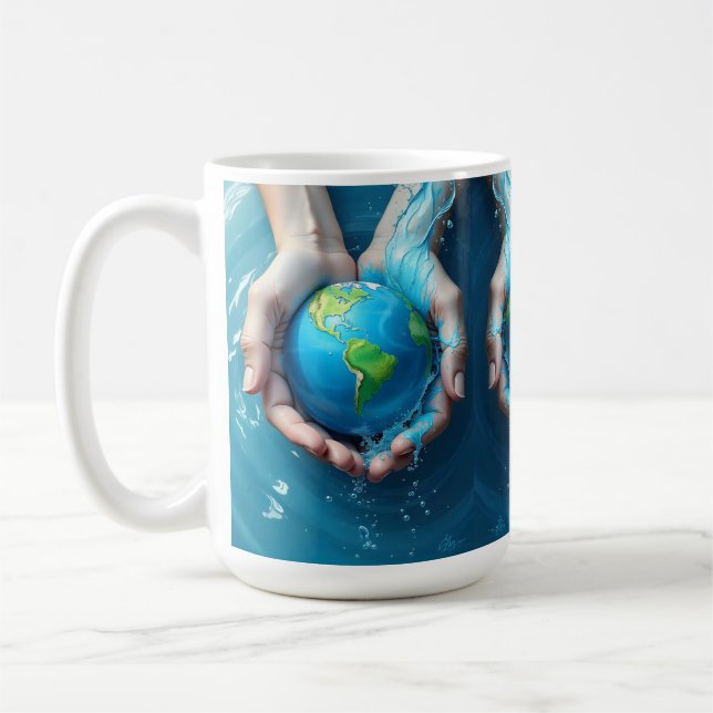 „Rette die Erde Wasserplanet-Tasse  Kaffeetasse (Links)
