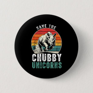 Rette die molligen Einhörner Lustiges Retro-Nashor Button