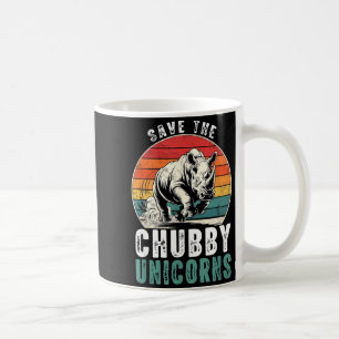 Rette die molligen Einhörner Lustiges Retro-Nashor Kaffeetasse