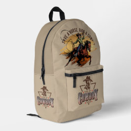 Rette ein Pferd; Reite einen Cowboy | Bedruckter Rucksack