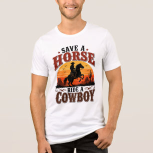 Rette ein Pferd, reite einen Cowboy Tri-Blend Shirt