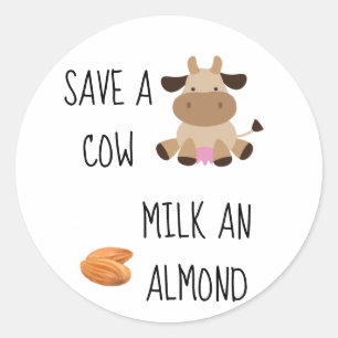Rette Eine Kuh Milch Einen Mandel Vegan Runder Aufkleber