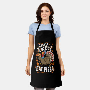 Rette einen Truthahn Iss Pizza Lustiges Erntedankf Schürze