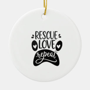 Rette Liebe Wiederhole Hundepfoten-T-Shirt Keramik Ornament