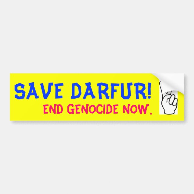 RETTEN SIE DARFUR! BEENDEN SIE GENOZID JETZT AUTOAUFKLEBER (Vorne)