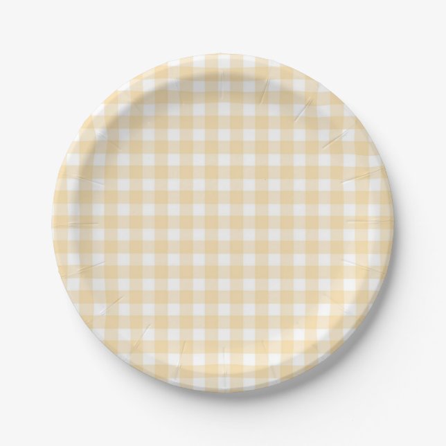 Retten Sie den Bienen neutralen karierten Pappteller (Vorderseite)