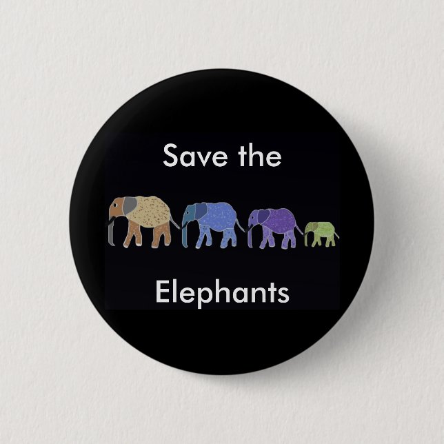 Retten Sie den Elefanten Knopf Button (Vorderseite)
