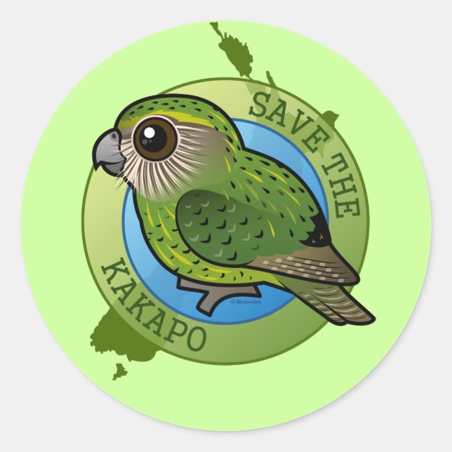 Retten Sie den Kakapo Runder Aufkleber (Vorderseite)