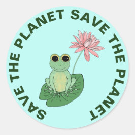 Retten Sie den Niedlichen Frosch der Planeten-Aufk Runder Aufkleber