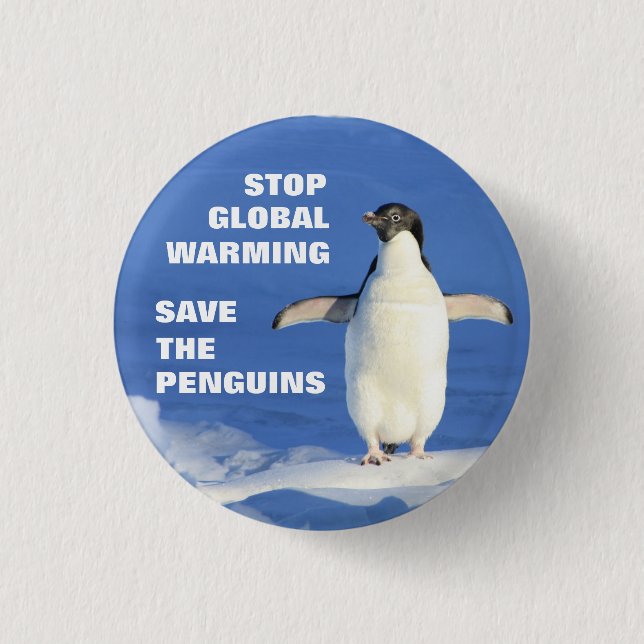 Retten Sie den Penguins Halt globale Erwärmung Button (Vorderseite)