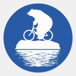 Retten Sie den Planeten: Eisbär-Fahrrad-runde Runder Aufkleber