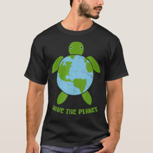 Retten Sie den Planeten Erde Tag Umwelt Schildkröt T-Shirt