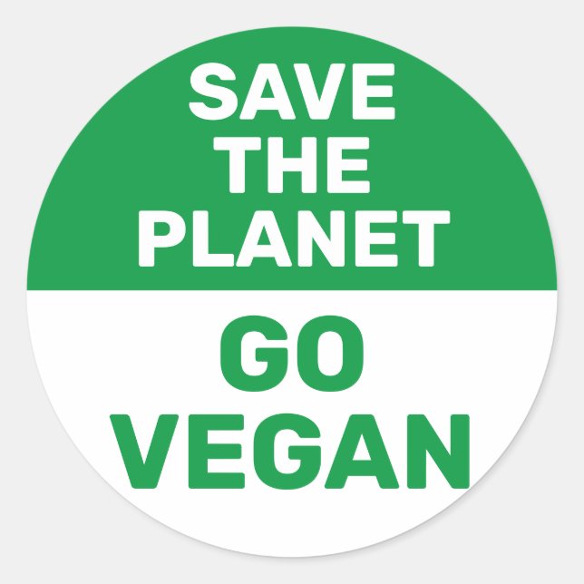 Retten Sie den Planeten für Veganen Protest gegen  Runder Aufkleber (Vorderseite)