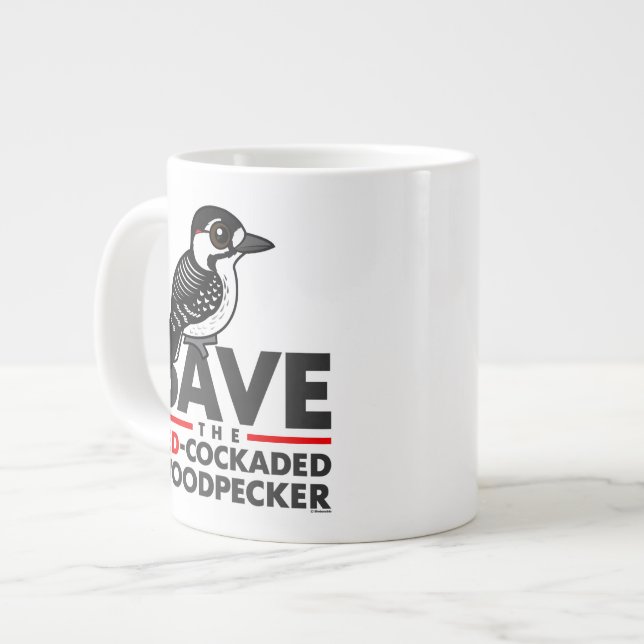 Retten Sie den Roten-cockaded Specht Jumbo-Tasse (Vorderseite Links)