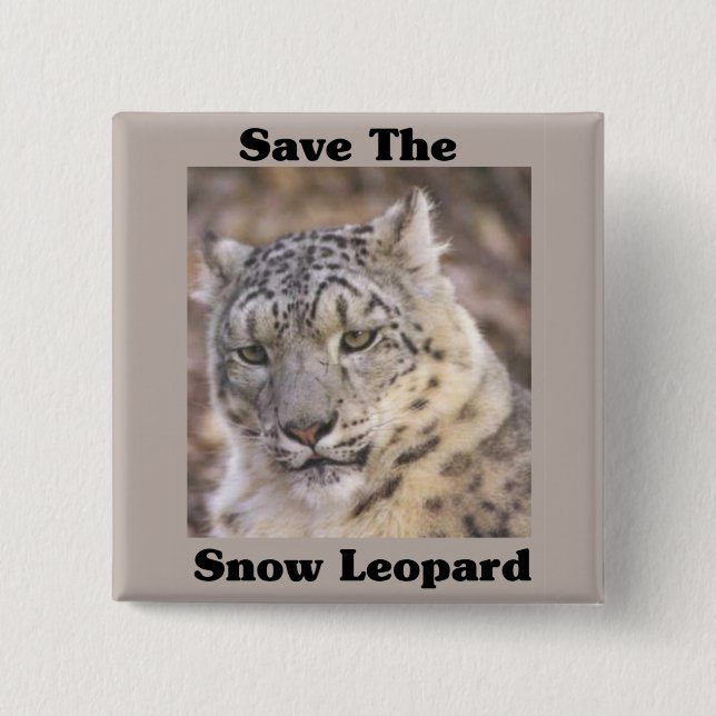 Retten Sie den Schnee-Leoparden Button (Vorderseite)