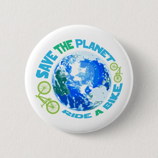 Retten Sie der Planeten-Fahrt ein Fahrrad Button (Vorderseite)