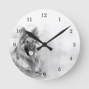 Retten Sie Deutsche Schäferhund-Rund-Uhr Runde Wanduhr