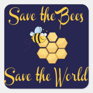 Retten Sie die Bienen retten die Welt Quadratischer Aufkleber