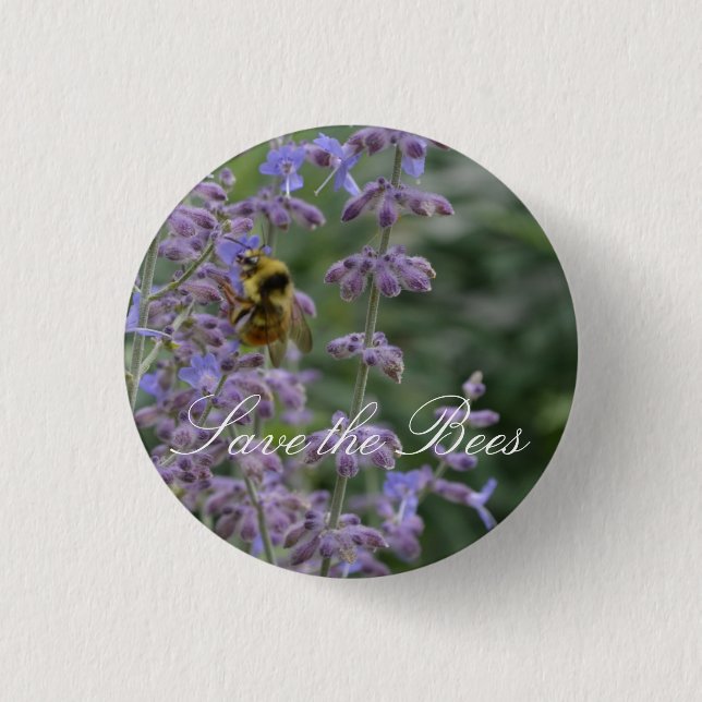 Retten Sie die Bienen… Russischer weiser Knopf Button (Vorderseite)