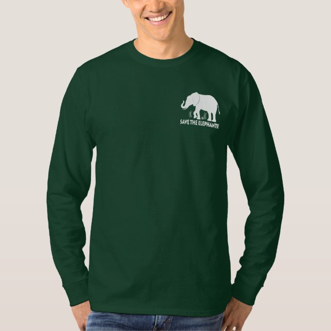 Retten Sie die Elefanten in der Silhouette T-Shirt (Vorderseite)