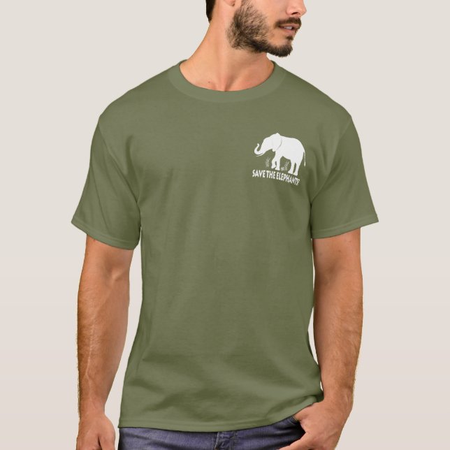 Retten Sie die Elefanten in der Silhouette T-Shirt (Vorderseite)