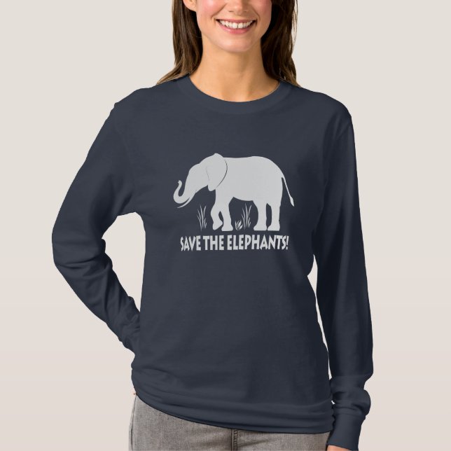 Retten Sie die Elefanten in der Silhouette T-Shirt (Vorderseite)