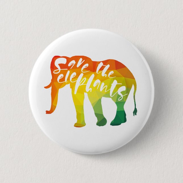 Retten Sie die Elefanten. Kalligraphie, grafische Button (Vorderseite)