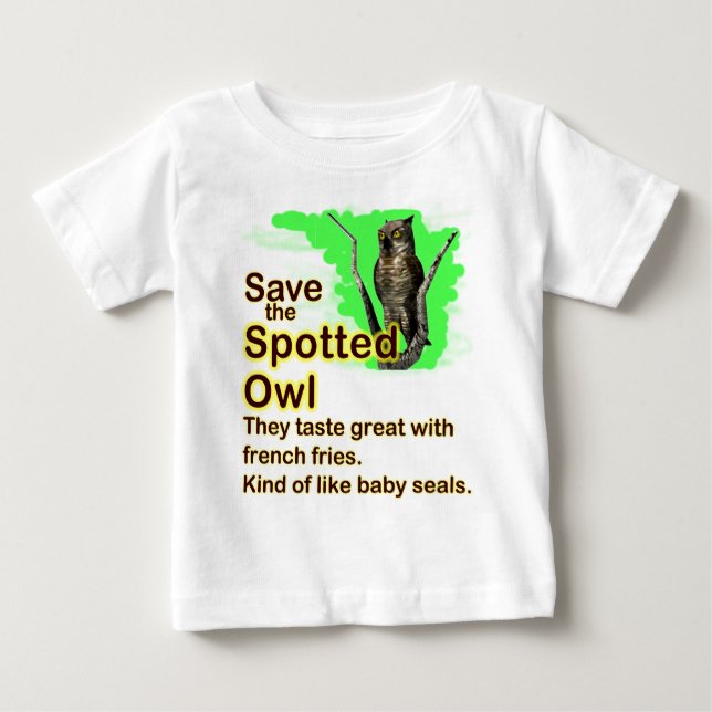 Retten Sie die gepunktete Eule Baby T-shirt (Vorderseite)