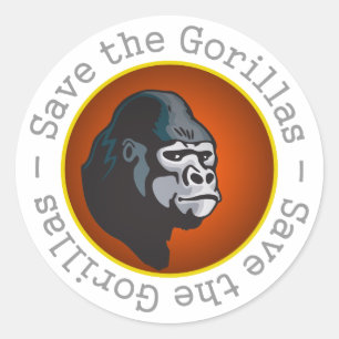 Retten Sie die Gorillas Runder Aufkleber