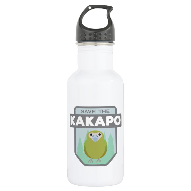 Retten Sie die Kakapo-Flasche Edelstahlflasche (Vorderseite)