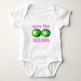 retten Sie die Melonen auf Weiß mit Rosa Baby Strampler