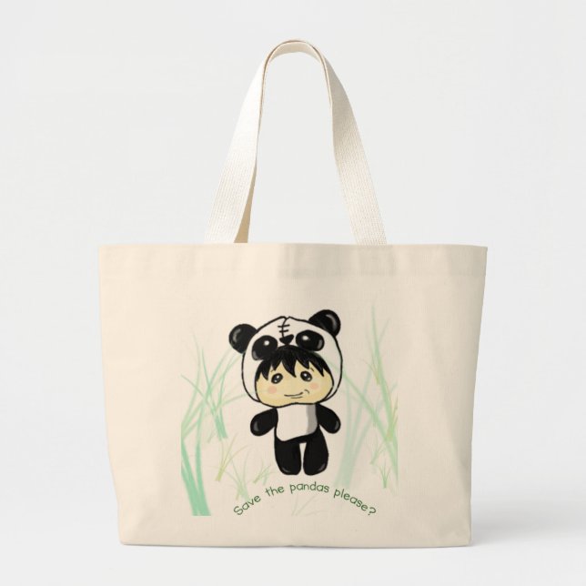 Retten Sie die Pandas gefallen? Jumbo Stoffbeutel (Vorne)