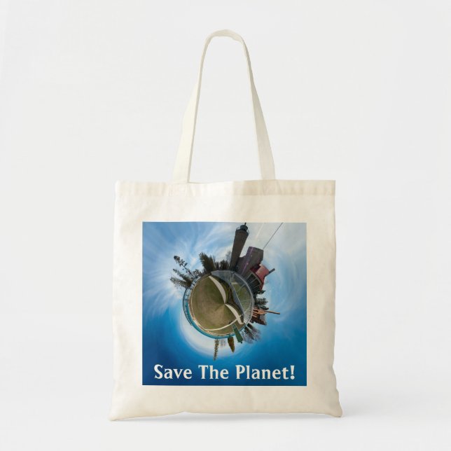Retten Sie die Planet Mackinaw Stadt Panoplanet Tragetasche (Vorne)