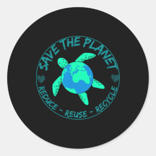 Retten Sie die Planetschildkröte Recycle Earth Day Runder Aufkleber