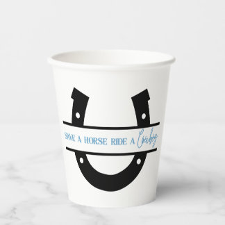 Retten Sie ein Pferd Reiten ein Cowboy Cups Pappbecher