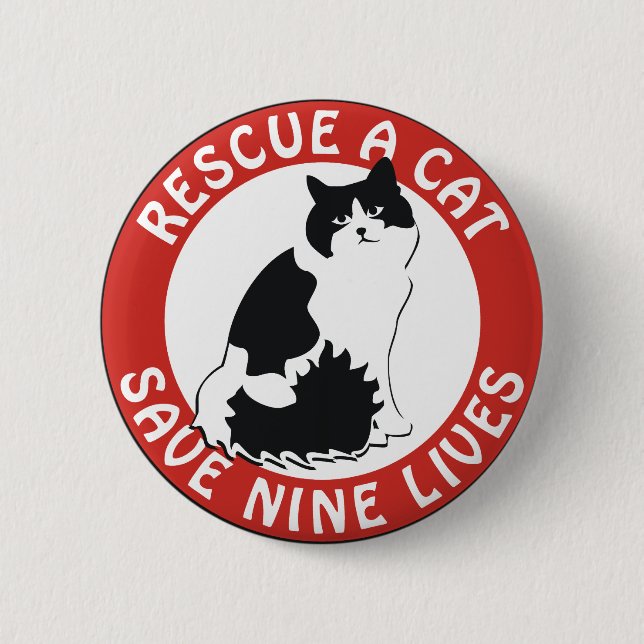 Retten Sie eine Katze, retten Sie neun Leben Button (Vorderseite)