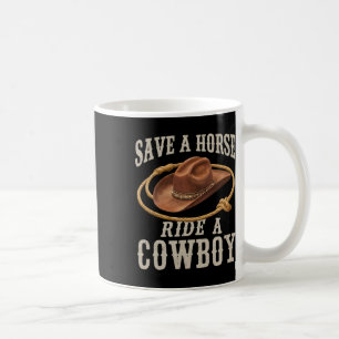 Retten Sie eine Pferdereifahrt Ein Cowboy Der Sonn Kaffeetasse