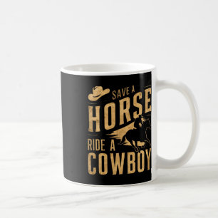 Retten Sie eine Pferdereifahrt Ein Cowboy Der Sonn Kaffeetasse