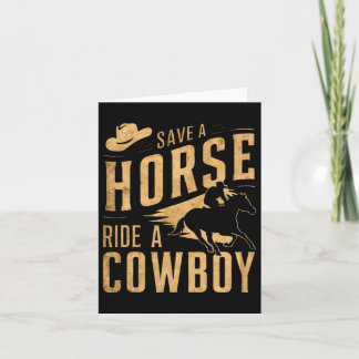 Retten Sie eine Pferdereifahrt Ein Cowboy Der Sonn Karte