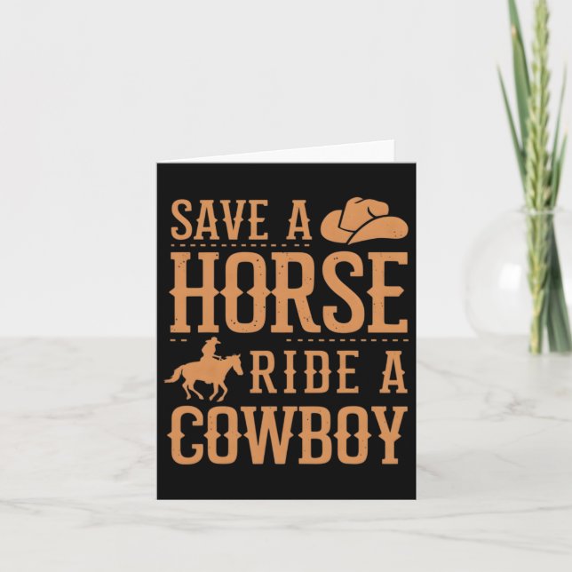 Retten Sie eine Pferdereifahrt Ein Cowboy Der Sonn Karte (Vorderseite)