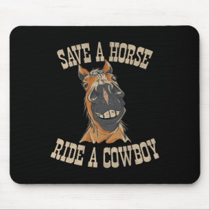 Retten Sie eine Pferdereifahrt Ein Cowboy Der Sonn Mousepad